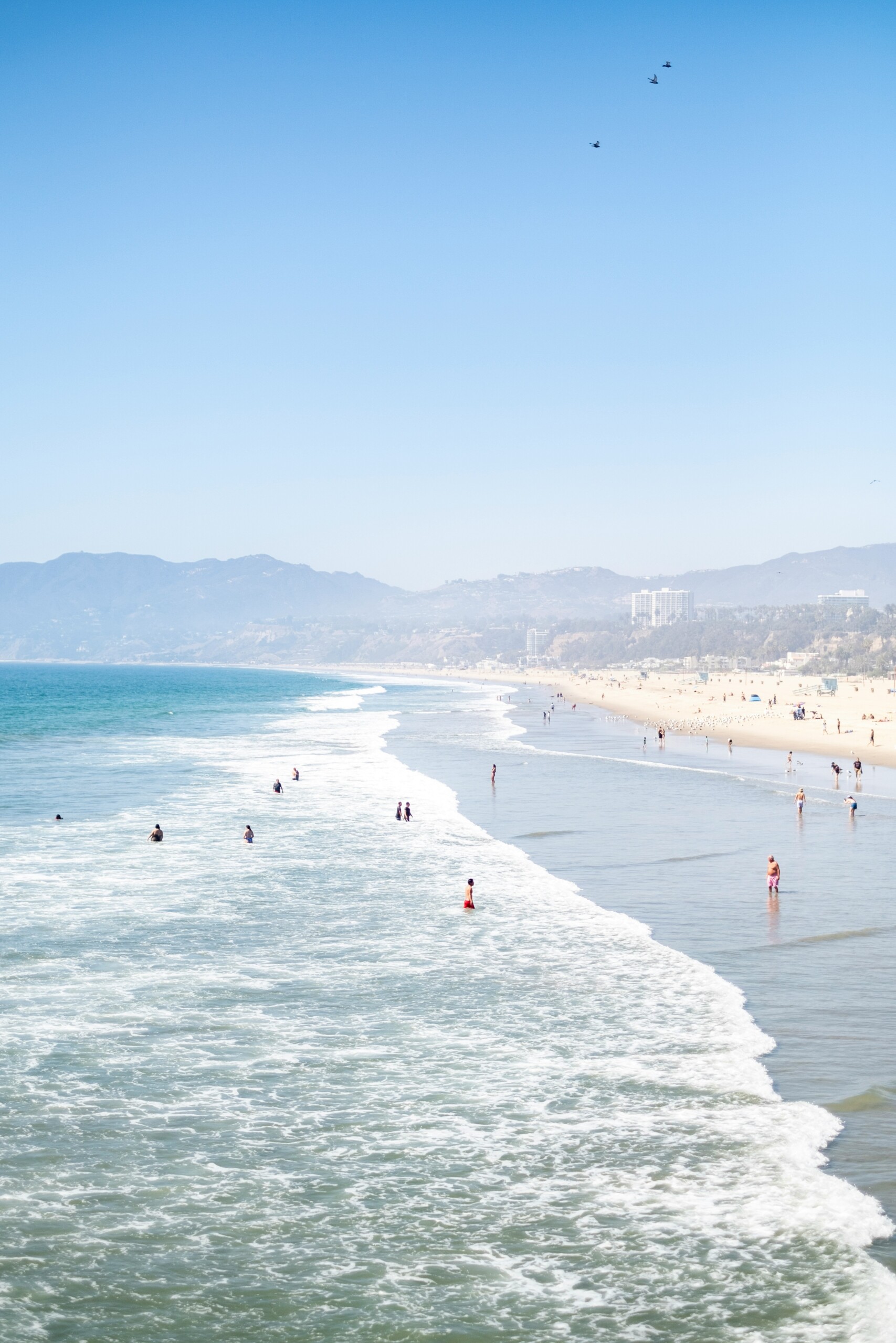 Santa Monica beach coastline near the best area to stay in Santa Monica
